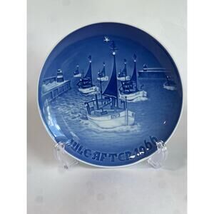 1966 Bing and Grohndal Christmas collector plate ships boats winter sea